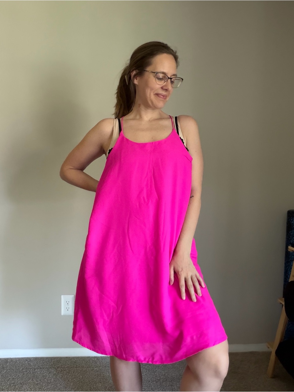 Truth NYC Bright Hot Pink Midi Dress